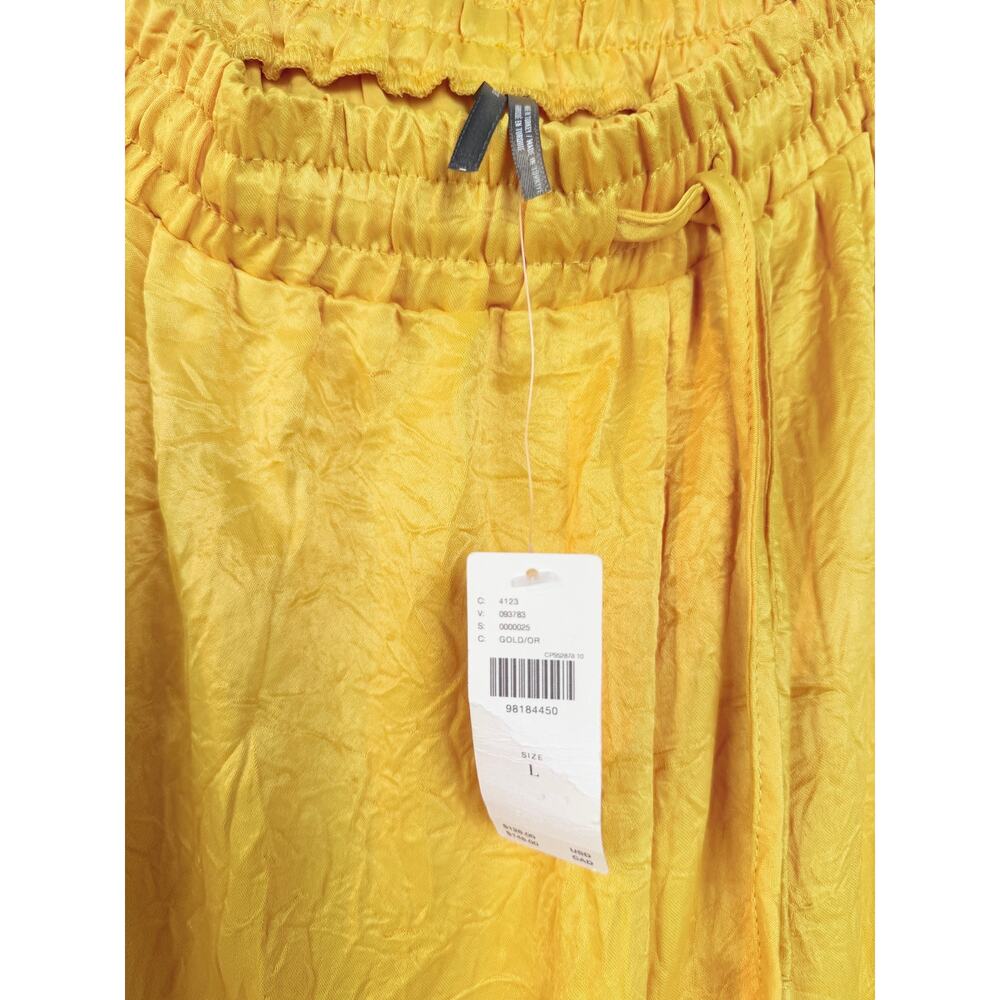 Anthropologie Textured Satin Pull On Pants in Golden Yellow - Large, NWT - Picture 5 of 6